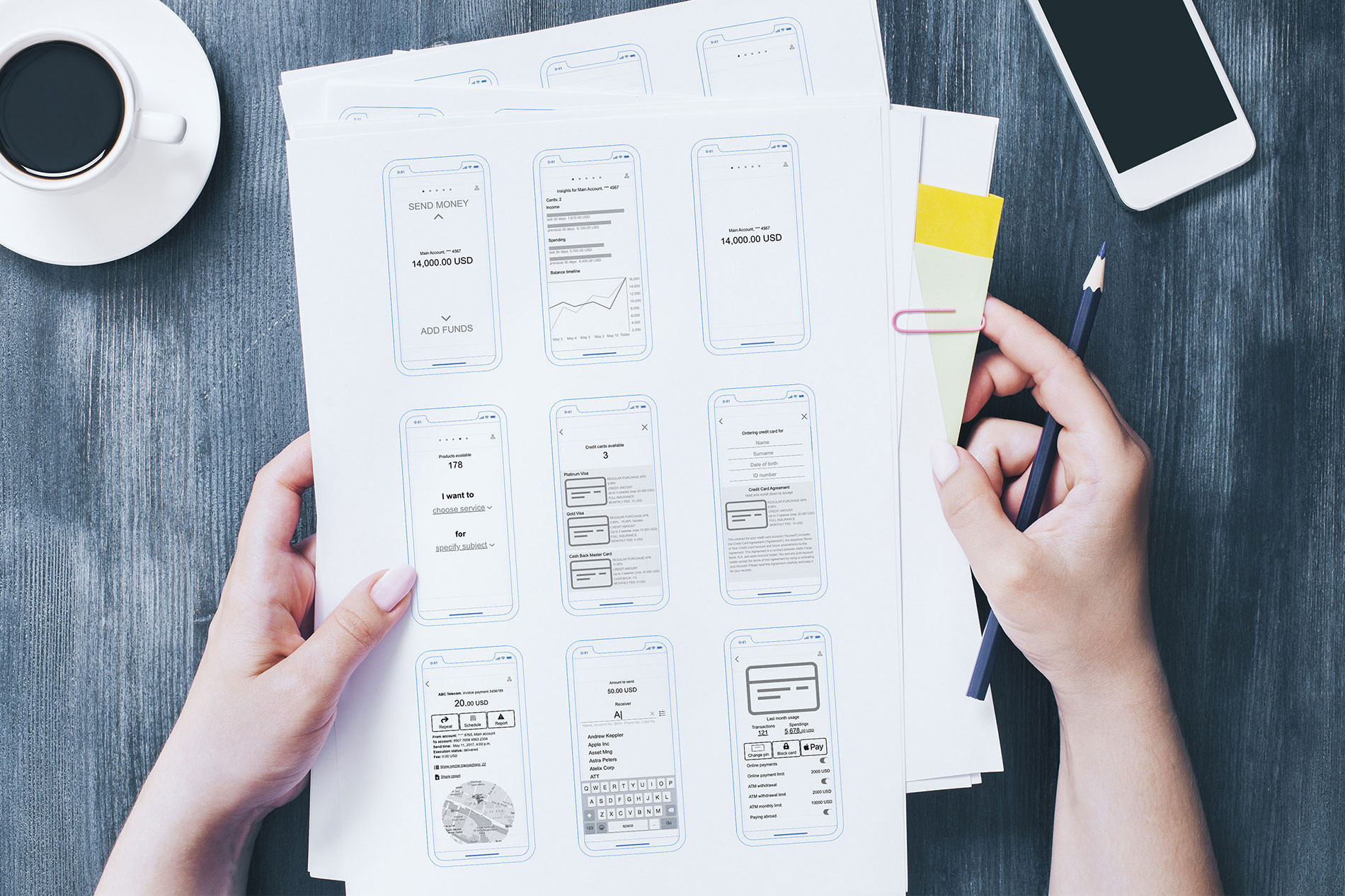 Hi-Fi wireframe development create-wireframes-for-mobile-banking-app-ux